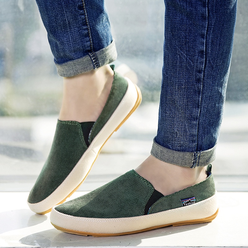 COD Kanvas Import Sepatu Kekinian Casual Pria Slip On Shoes Kasual Santai Karet Pantofel Terbaru Tanpa Tali Fashion Keren 099