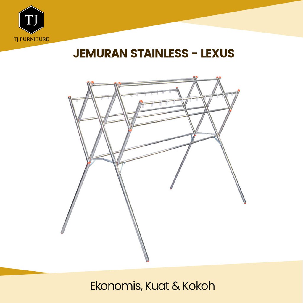 Jemuran Baju Pakaian Stainless Steel Rak Lipat Stenlis Lexus Cahaya Timur