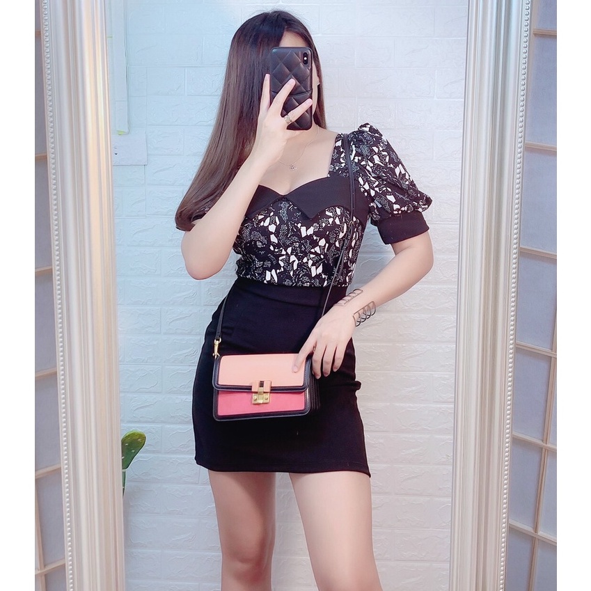 Dress Terusan Pendek Wanita Lengan Balon Premium Import Bangkok BKK 11242