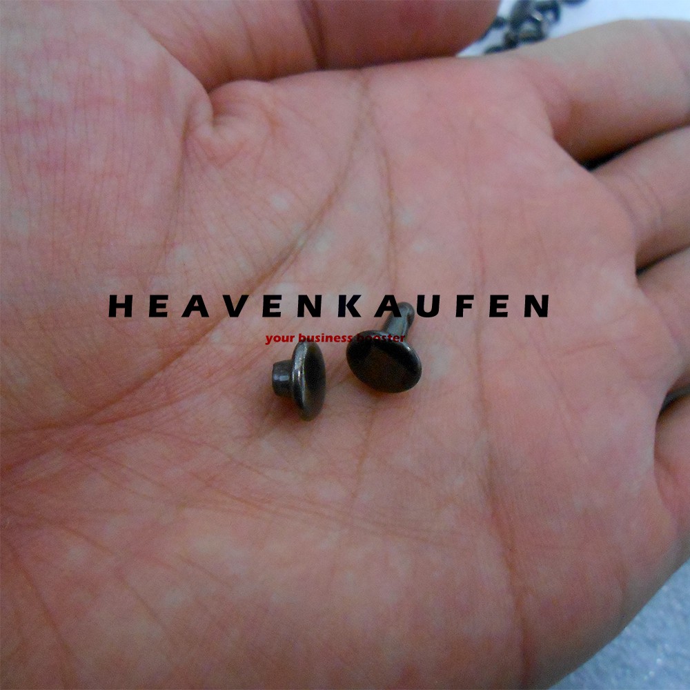 Paku Keling Rivet Centang / Gepeng Black Nikel Hitam 8 mm Bolak Balik Harga Per Pack isi 50 Pasang