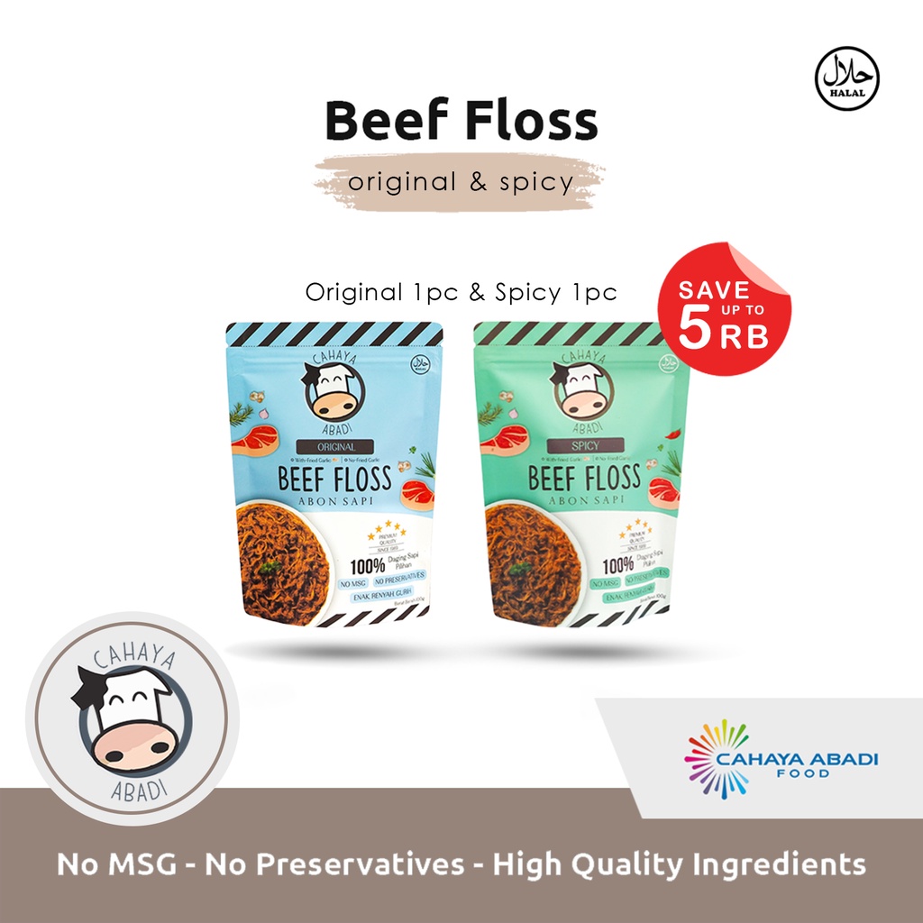 

Cahaya Abadi Abon Sapi Mix Variants Original - Spicy ( Double Pack )