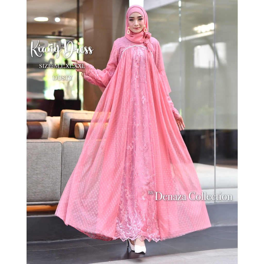 Kiany Dress / Kebaya Gamis Modern / Gamis Pesta Mewah / Dress Brukat Kondangan