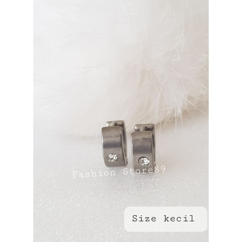 anting Jepit permata Titanium white size kecil Anting Jepit Anak titanium