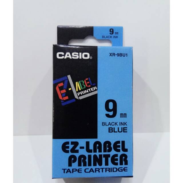 

Casio ez-label printer tape cartridge 9 mm 9mm tope xr-9bu1 warna biru original