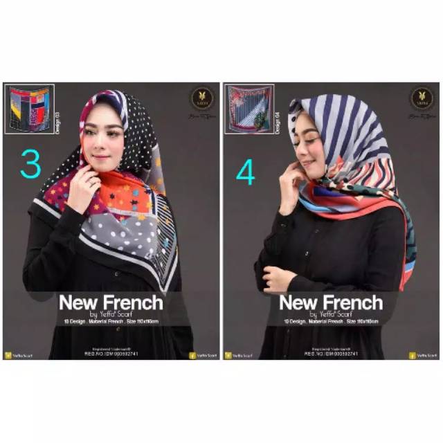 Hijab segi empat new french yeffa 2 bahan french