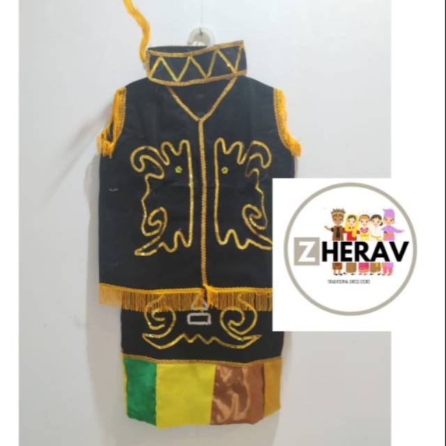 baju adat busana adat pakaian adat kalimantan dayak anak laki perempuan cewek cowok ukuran size TK SD SMP Dewasa