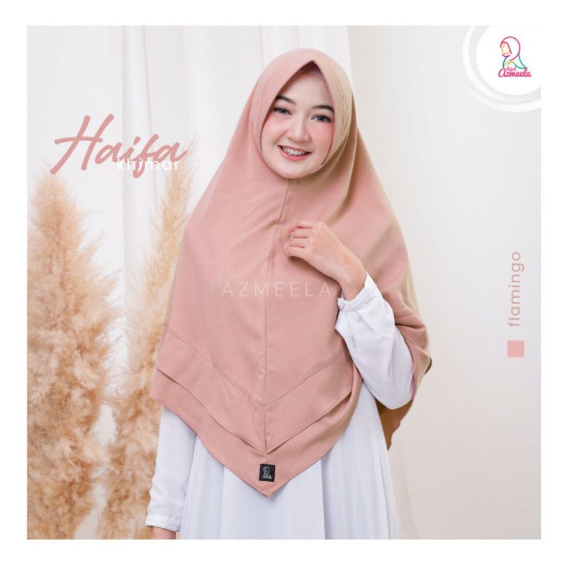 Haifa Khimar by Azmeela hijab instant simple syar'i Zara crepe pad-Flamingo