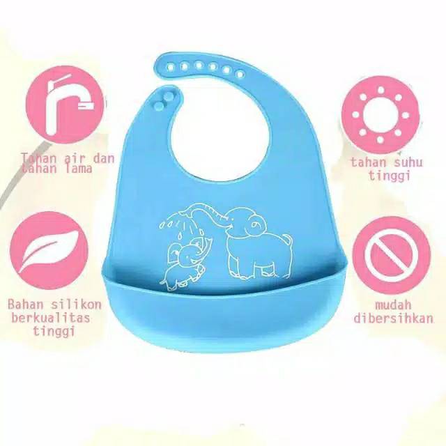 CELEMEK MAKAN BAYI ANAK/ CELEMEK SILIKON SILICONE BIB SLABBER