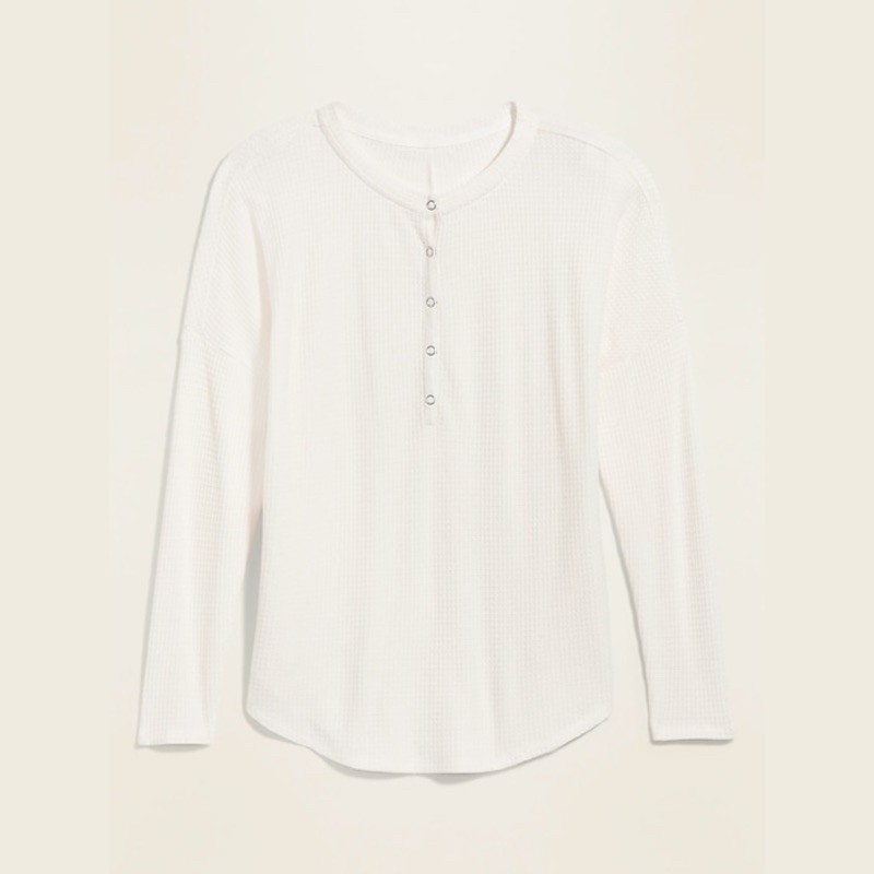 OLDNAVY WAFFLE KNITTED TOP - ATASAN SWEATER RAJUT ORIGINAL BRANDED-KNIT WHITE