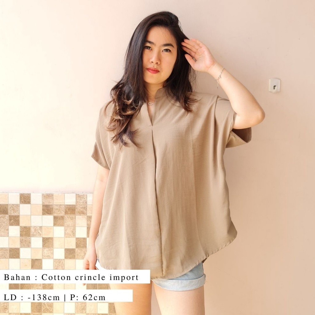 2904 CARITA OVERSIZE TOP BLOUSE BIGSIZE JUMBO FELICIA BLOUSE-LIME import