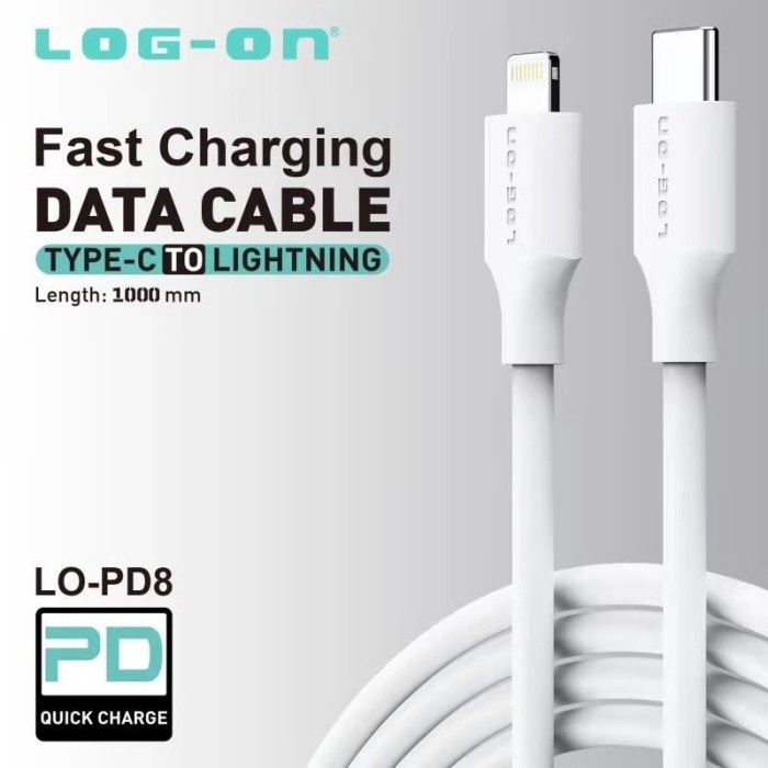 Log On Kabel Data Charger Type-C To Lightning Ios Lo-PD8 LO-CC60 Fast Charging