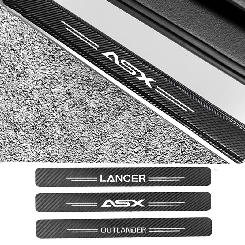 Stiker Mobil Carbon 5D Pelindung Pintu Samping Door Sillplate Sticker Mitsubishi Outlander ASX Lancer