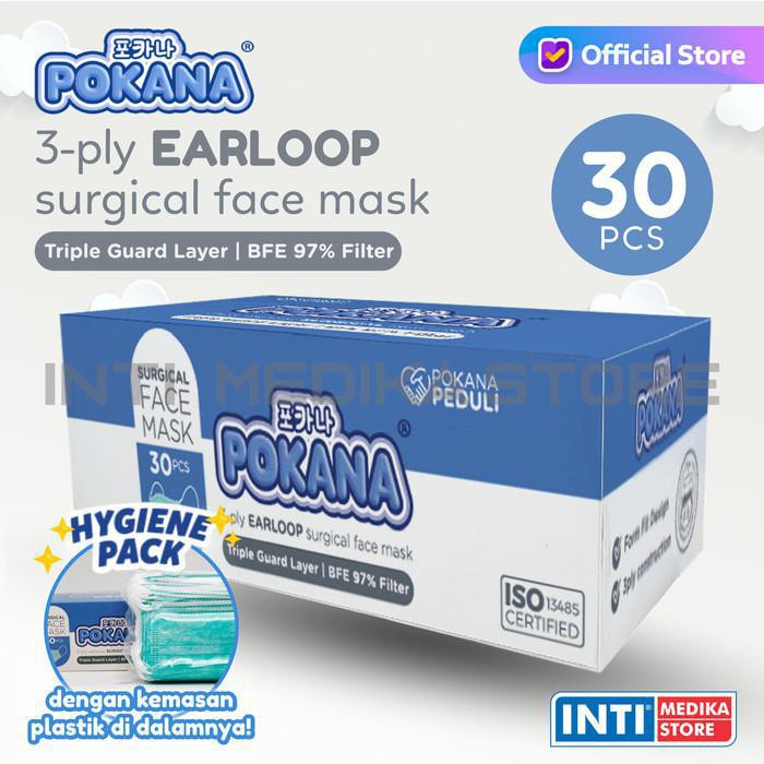 POKANA Masker Earloop 3 Ply | Masker Medis Pokana | Masker Karet NEW