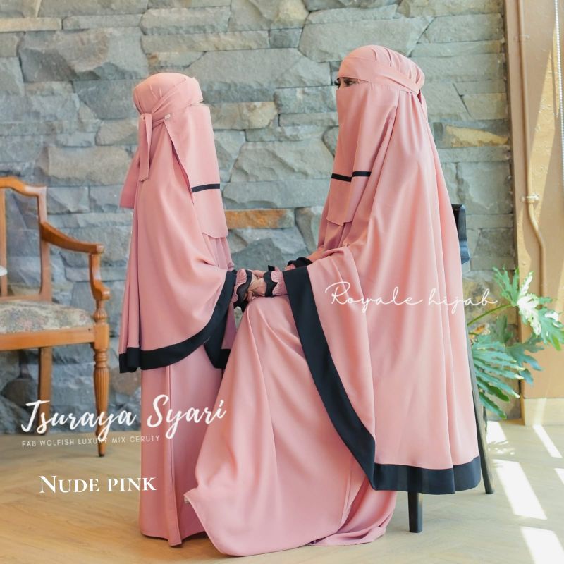 Tsuraya Syari  couple mom and kids gamis set syari couple family