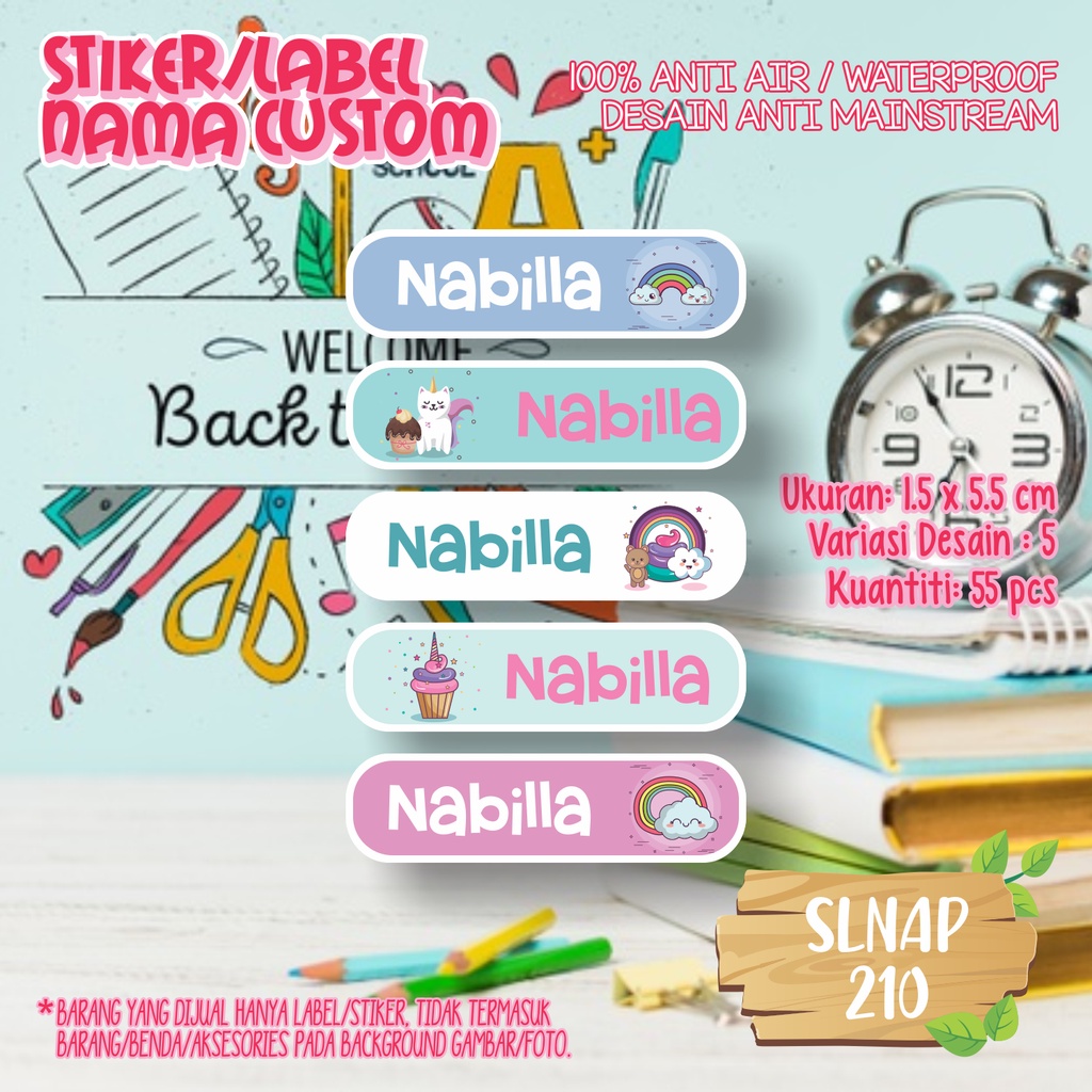 

sticker label nama waterproof kartun lucu SLNAP 210