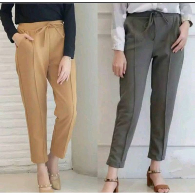 DOTY JUMBO PANTS CELANA PANJANG BAHAN MILANO SERA PANTS / RIBBONA