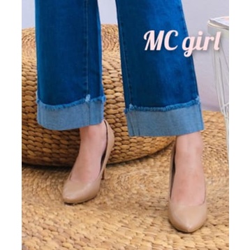 ( Size 27 - 34 ) MC girl - Celana Jeans Kulot Stick Balik Rumbai Wanita / Kulot Lepis Stik Balik Cewe / Kulot Boyfriend Kaki Lipat Rawis Cewek / Boifren Denim / Kaki Lebar