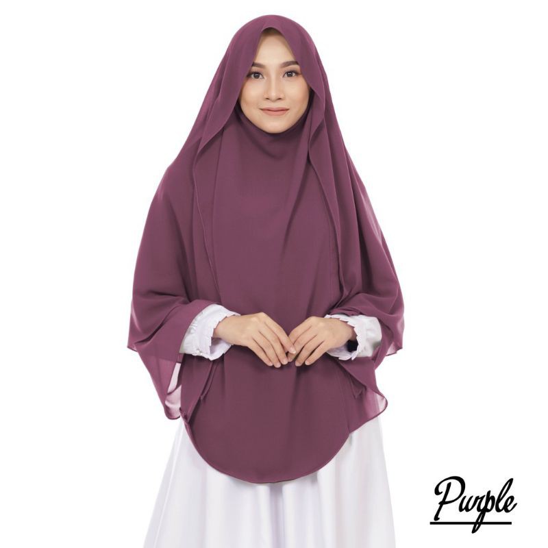 Jilbab Hijab Kerudung Bergo Instan French Khimar Cadar Tali Siti Aminah Niqab Syari Jumbo-Purple