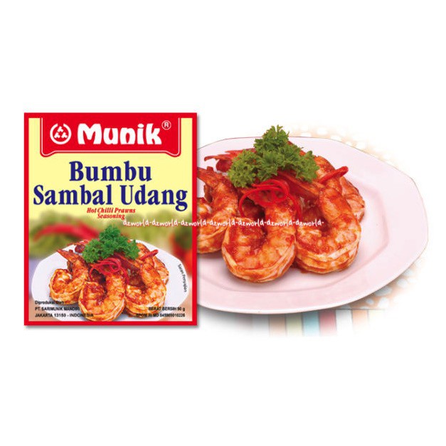 

Munik Bumbu Sambal Udang Hot Chili Prawns Seasoning Bumbu Instan 90gr