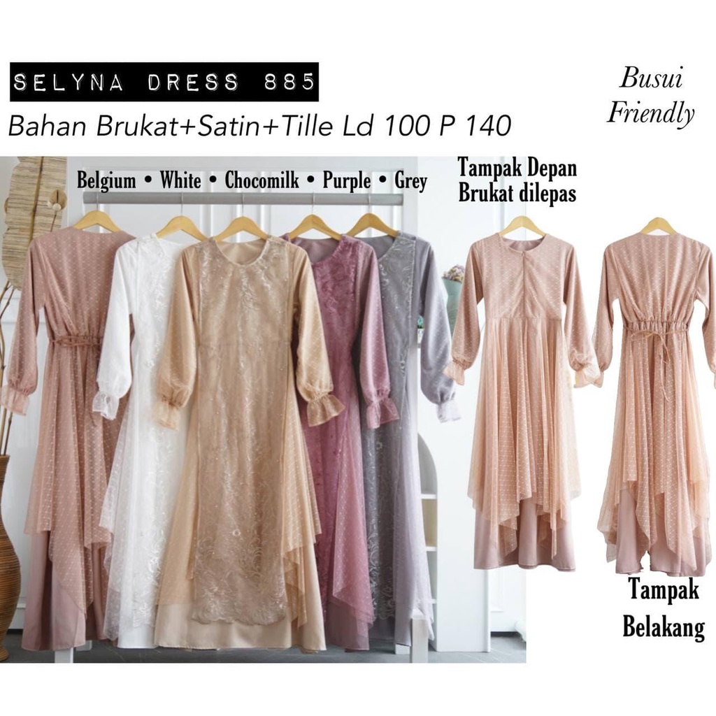 SELYNA DRESS / BRUKAT / DRESS KONDANGAN / DRESS LAMARAN / DRESS LEBARAN / SERAGAMAN