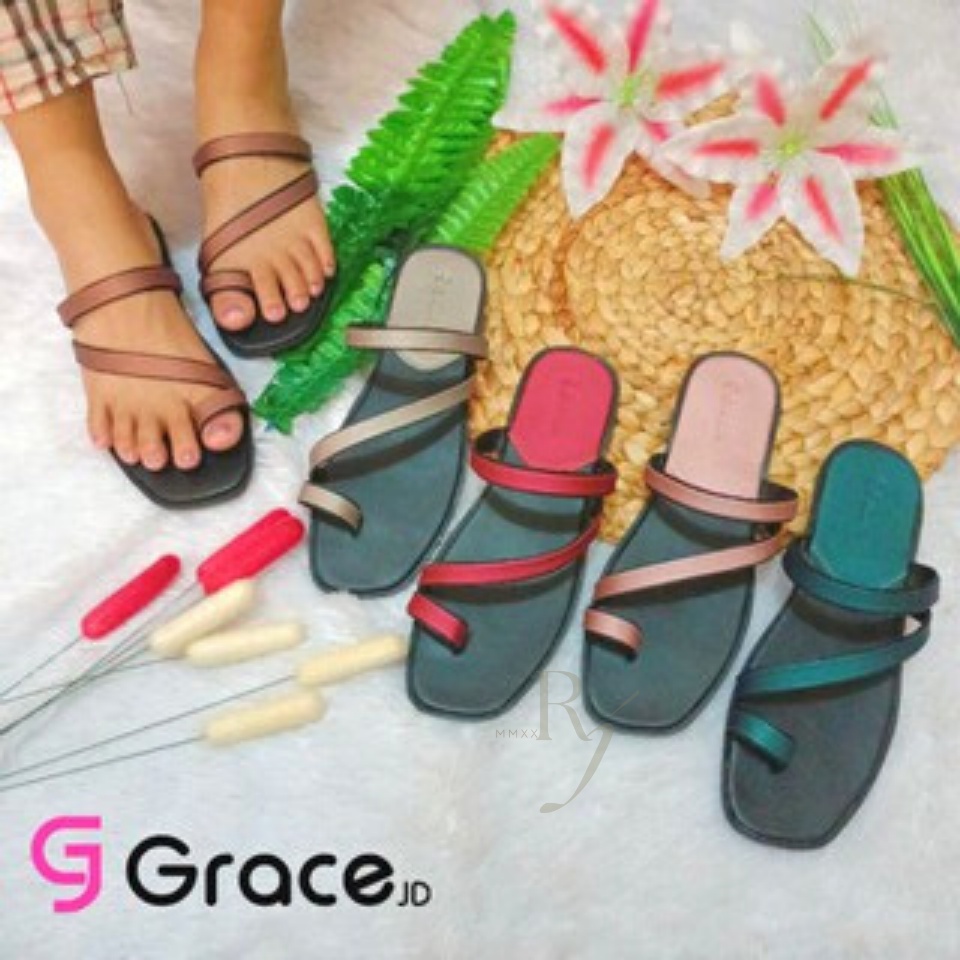 GRACE [MIRA 03] Sandal Slop Wanita Jepit Teplek Tali/ Sendal Flat Selop Jempol Cewek/ Sandal Tali Jempol