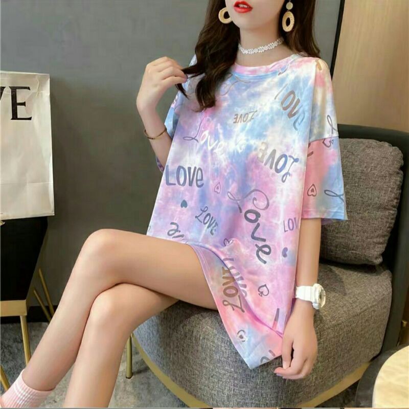85778 Baju atasan kaos oversize big size ukuran besar cewek import baju kaos wanita import korea