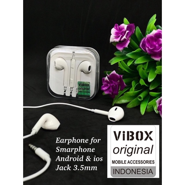 PROMO HANDSFREE VIBOX ME-66 JACK 3.5MM COMPATIBLE FOR ALL SMARTPHONE ANDROID &amp; IOS CLEAR SOUND