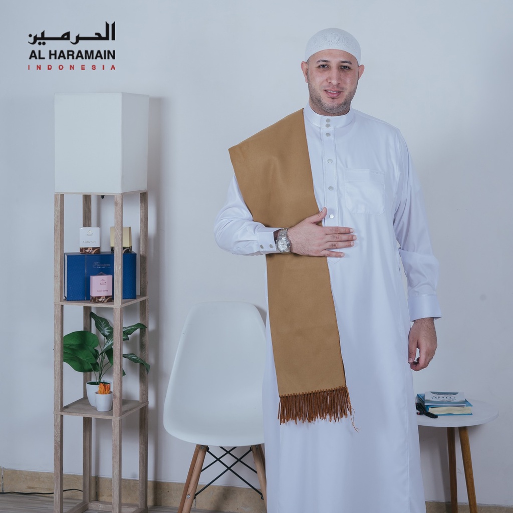 AL Haramain Jubah / Gamis Pria Dewasa Bordir Premium Manset (17) | Putih | Cream | Coklat Kopi | Mar