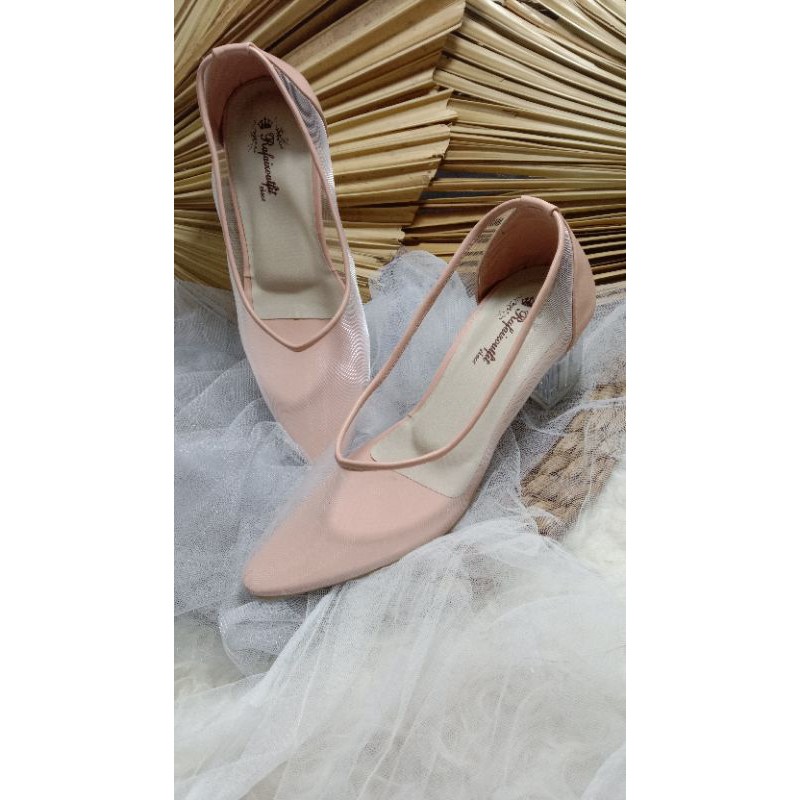 sepatu cantik Liem dustypink hak kaca 5cm