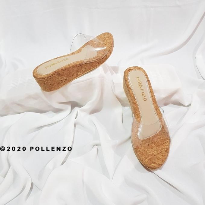 WEDGES SANDAL RD13813 POLLENZO PAULINA WEDGES MIKA BENING TRANSPARAN TERLAKU