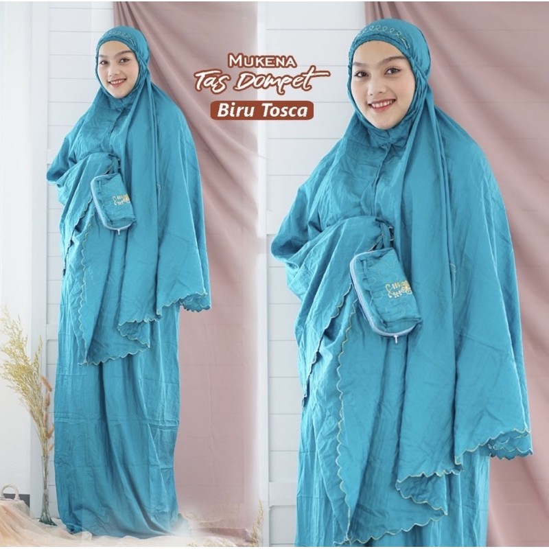 Mukena parasut travelling Biru Tosca