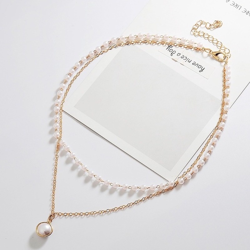 【Buy 1 Get 1 Free】Korean Double Pearl Pendant Necklace Bracelet Women's Fashion Jewelry Accessories Gifts