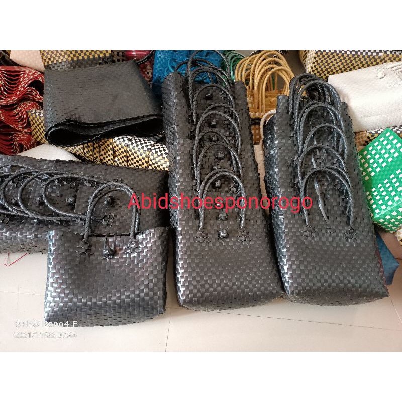 Grosir tas anyaman plastik | tas anyam hitam polos murah | tas souvenir hajatan lahiran