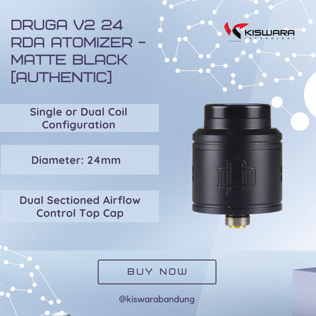 DRUGA V2 24 RDA Atomizer - MATTE BLACK [Authentic]