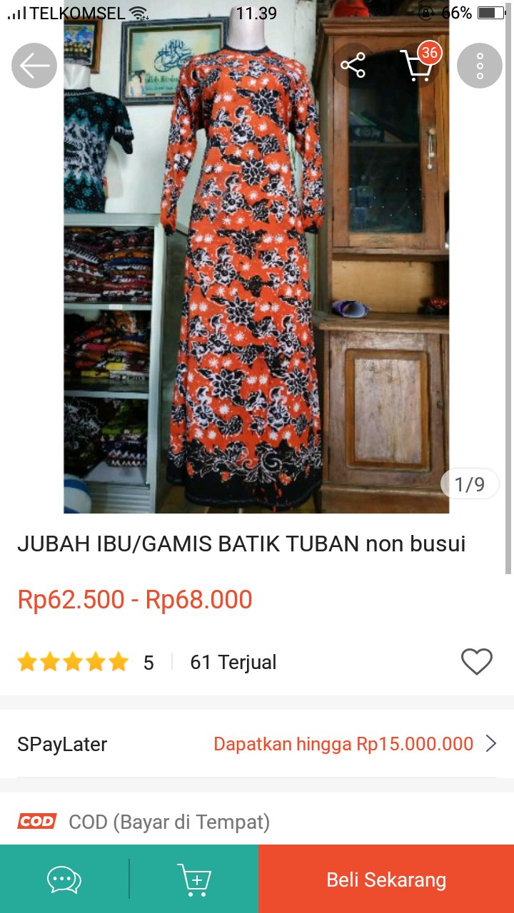 Jubah Ibu/gamis Batik Tuban Non Busui