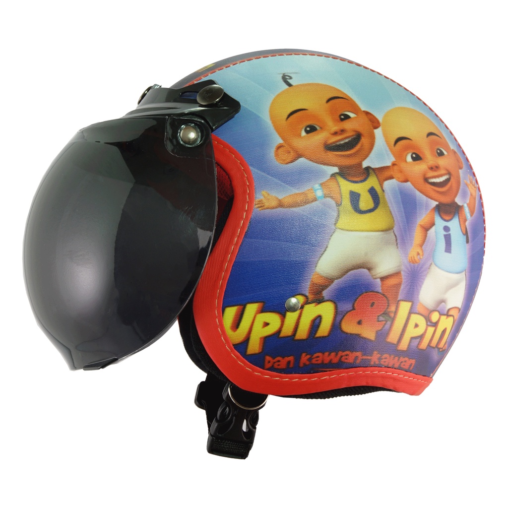 Helm Bogo Retro Anak Untuk Usia 2-6 Tahun Motif Upin Ipin- Biru