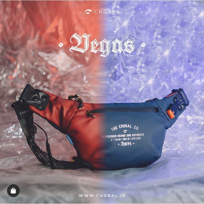 Waist Bag Tas Selempang Choral Vegas 2 Faces Tahan Air Limited
