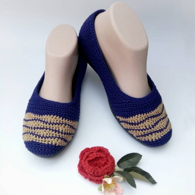 Sepatu rajut handmade flat shoes wanita