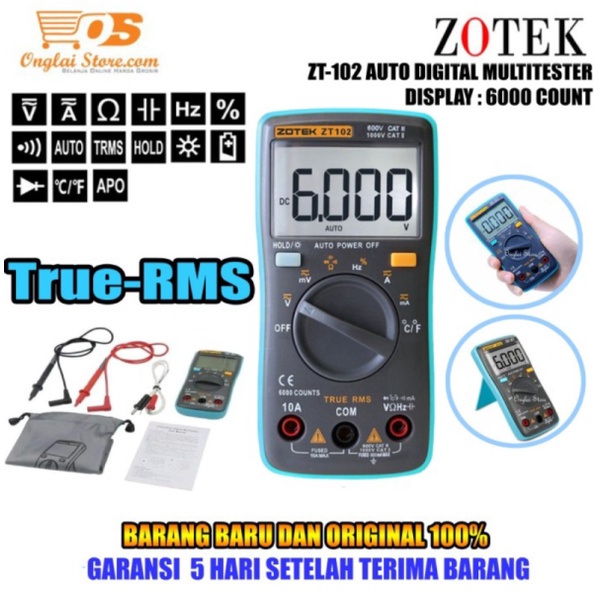 Jual MULTITESTER DIGITAL ZT102 AVOMETER ZOTEK ZT 102 MULTIMETER ZT-102 ORI Berkualitas