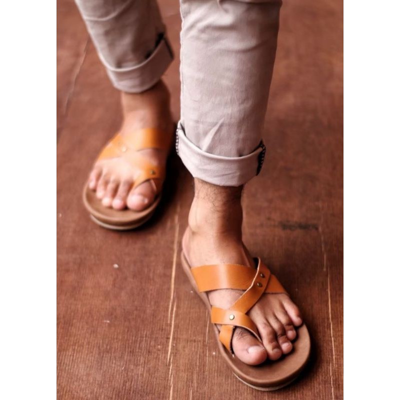 BELI 2 ONGKIR 1! SANDAL FULL KULIT ASLI CEVANY 05 WIROS HITAM COKLAT TAN ORIGINAL