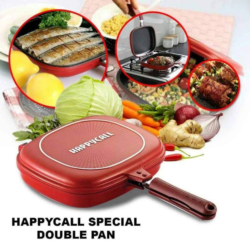 Happy call double pan jumbo 32cm/pemanggang grill pan
