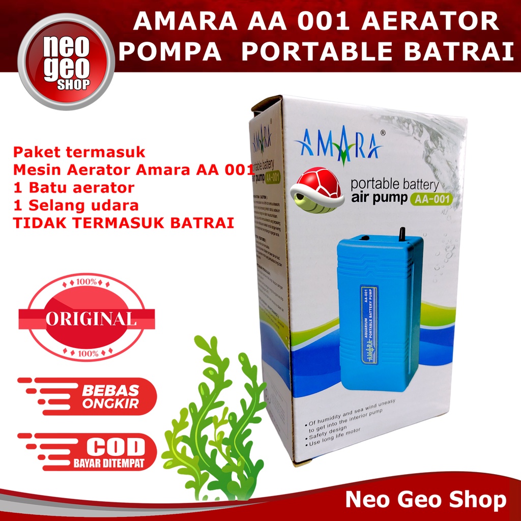 AMARA AA 001 AA001 portable Pompa Udara Aerator Baterai Battery