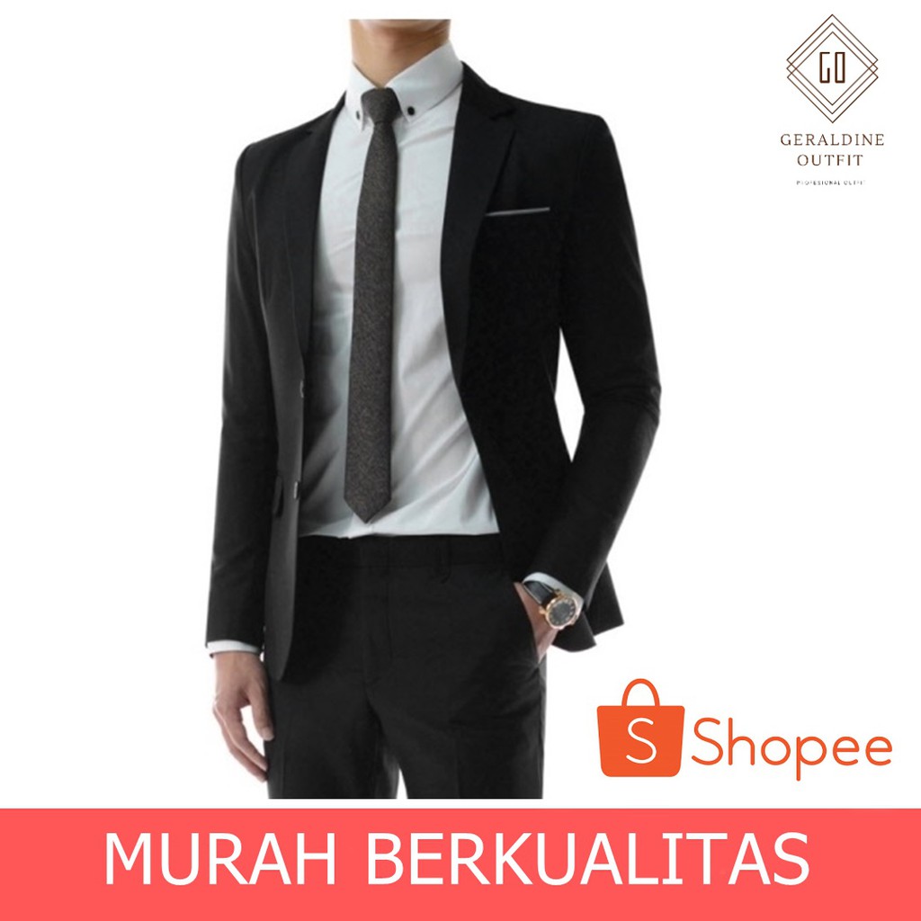 Jas pria hitam jas nikah jas wisuda jas pernikahan jas formal hitam