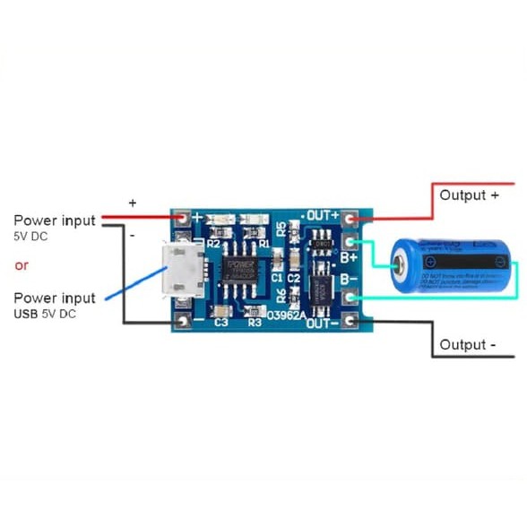 Modul TP4056 Micro USB 1A 5V Dengan Proteksi Battery Charging Board