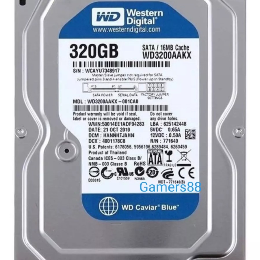 Hardisk Hdd Wdc Wd 320gb Blue Harddisk Sata 3.5" BekasS