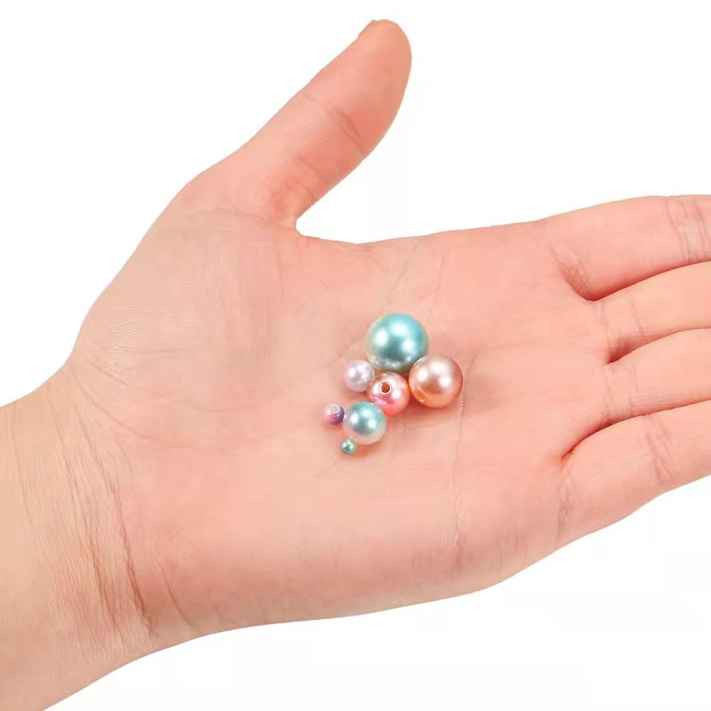 Manik-Manik Mutiara Imitasi Bahan Plastik Abs Warna Pelangi Uk 3-5mm Harga/200-500Pc