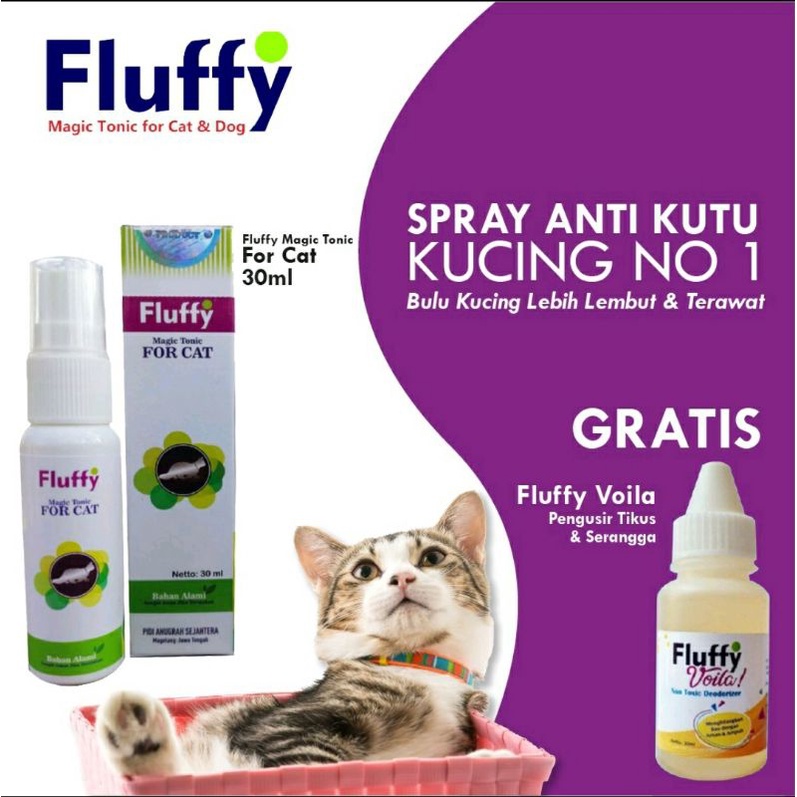 Fluffy Magic Tonic Cat, Pembasmi Kutu Kucing, Jamur kucing, Scabies, dan Mengatasi Bulu Rontok kucing