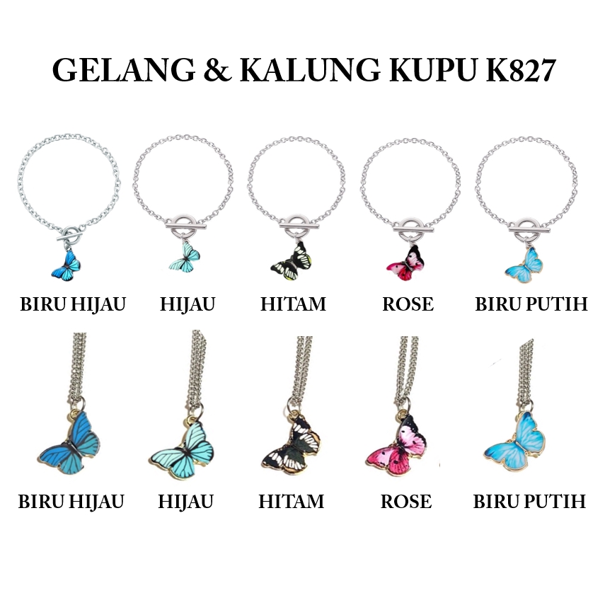 Grosir - K827 Kalung Kupu Kupu / Kalung Korea / Gelang Kupu Kupu / Gelang Korea / Kalung Liontin Wan