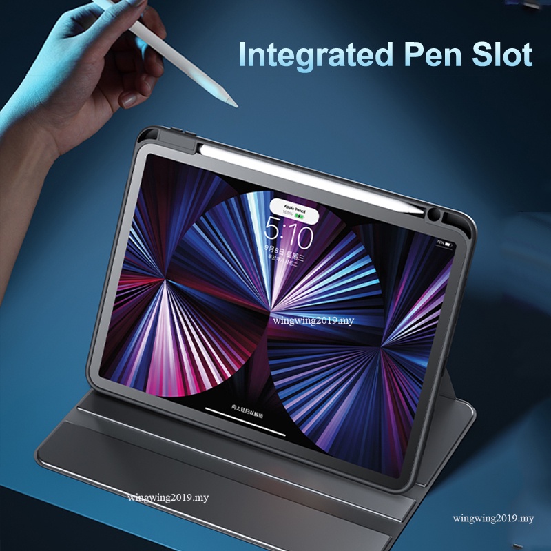 Case Hybrid Transparan Ultra Slim Holder Pensil Untuk iPad 10.2 &quot;9th / 8th / 7th Generation 2021 / 2020 / 2019