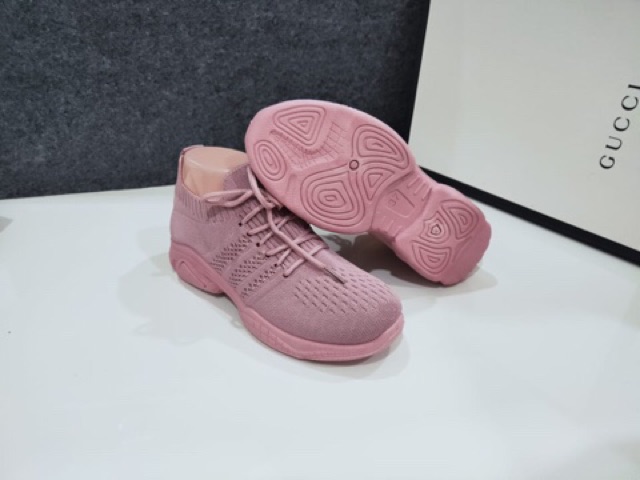 SEPATU SNEAKERS ORIGINAL IMPORT BAHAN FLYKIT/ SOCK SHOES PINK HITAM MODEL 637